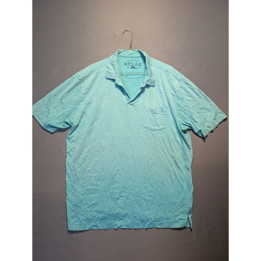 Tommy Bahama Relaxed Polo Shirt Mens XL Light Blue Logo Performance Golf Tennis